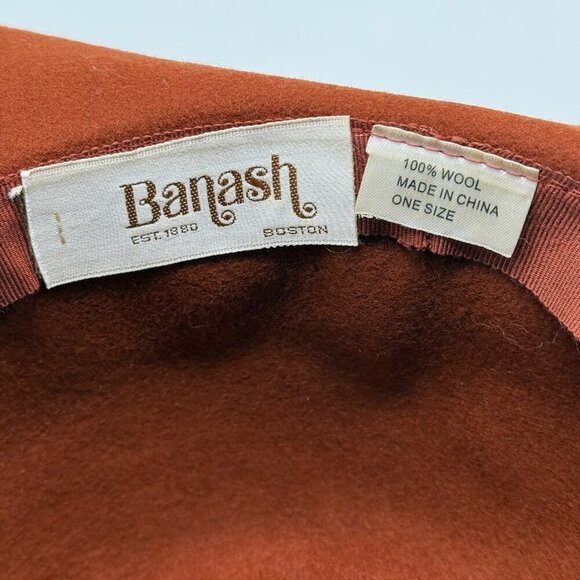 Vintage Banash Womens Hat 100 Wool Burnt Orange Leaves Packable - Picture 6 of 7